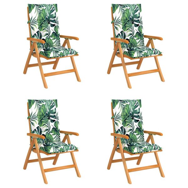 vidaXL Polohovac&iacute; zahradn&iacute; židle s podu&scaron;kami 4 ks masivn&iacute; teak