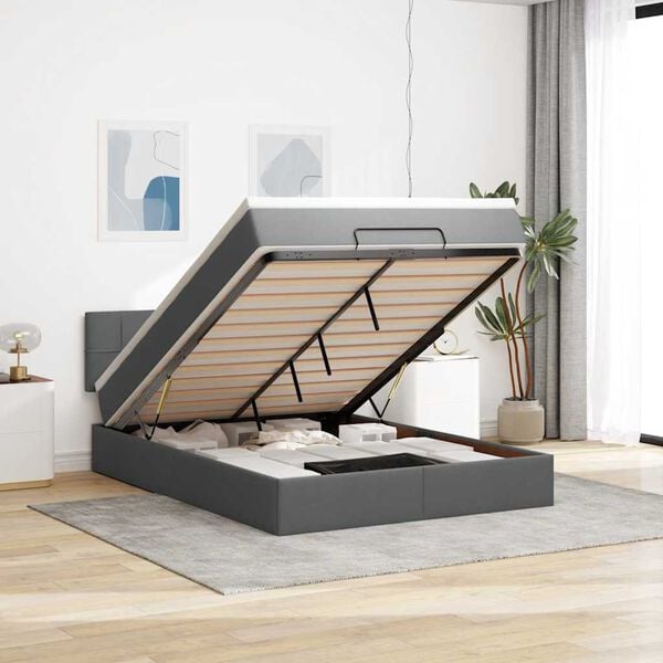 vidaXL Osmansk&yacute; postel s matrac&iacute; tmavě &scaron;ed&aacute; 140x190 cm textil