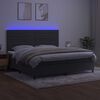 vidaXL Box spring postel s matrac&iacute; a LED tmavě &scaron;ed&aacute; 200x200 cm samet