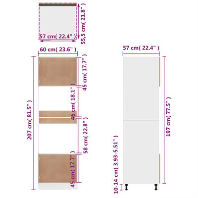vidaXL Skříňka na mikrovlnku hnědý dub 60x57x207 cm kompozitní dřevo