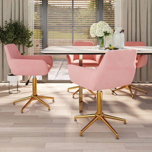 vidaXL Otočn&eacute; j&iacute;deln&iacute; židle 4 ks růžov&eacute; samet