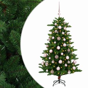 vidaXL Uměl&yacute; v&aacute;nočn&iacute; stromek s baňkami 120 cm 150 LED Tepl&aacute; b&iacute;l&aacute;