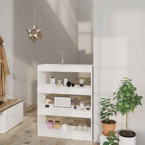 vidaXL Knihovna/dělic&iacute; stěna b&iacute;l&aacute; leskl&aacute; 80x30x103 cm kompozitn&iacute; dřevo