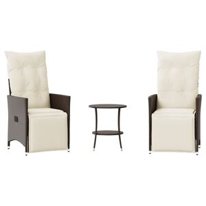 vidaXL 3d&iacute;ln&yacute; bistro set s podu&scaron;kami hněd&yacute; polyratan