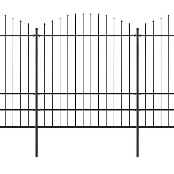 vidaXL Zahradn&iacute; plot s kop&iacute;m nahoře ocelov&yacute; 1248 x 200 cm čern&yacute;