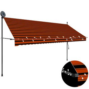 vidaXL Ručně zatahovac&iacute; mark&yacute;za s LED světlem 350 cm oranžovo-hněd&aacute;