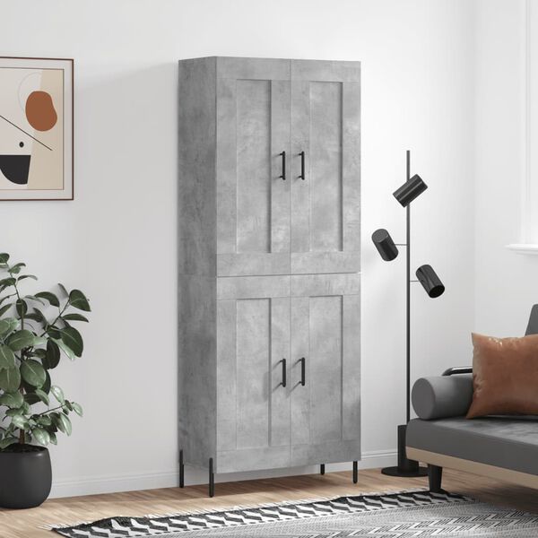 vidaXL Skř&iacute;ň highboard betonově &scaron;ed&aacute; 69,5x34x180 cm kompozitn&iacute; dřevo