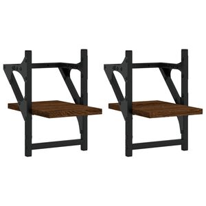 vidaXL N&aacute;stěnn&eacute; police s tyčemi 2 ks hněd&yacute; dub 20 x 25 x 30 cm