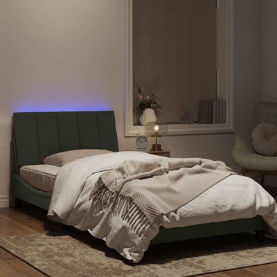 vidaXL Rám postele s LED osvětlením světle šedý 100 x 200 cm samet