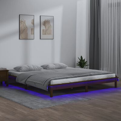 vidaXL Rám postele s LED medový 120x190 cm Small Double masivní dřevo