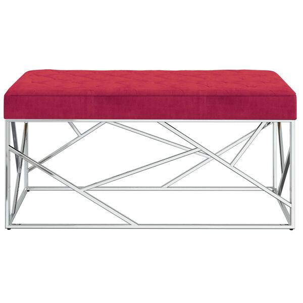 vidaXL Lavice 97 cm v&iacute;nov&aacute; sametov&aacute; tkanina a nerezov&aacute; ocel