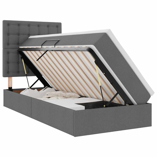 vidaXL Postel s &uacute;ložn&yacute;m prostorem a matrac&iacute; Tmavě &scaron;ed&aacute; 90 x 190 cm