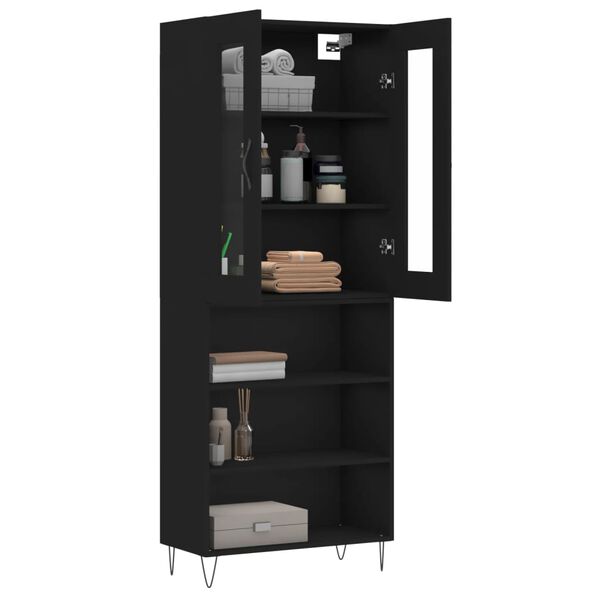 vidaXL Skř&iacute;ň highboard čern&aacute; 69,5 x 34 x 180 cm kompozitn&iacute; dřevo