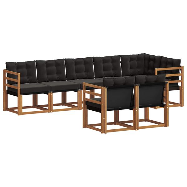 vidaXL Venkovn&iacute; pohovkov&aacute; souprava s pol&scaron;t&aacute;řem 8 pcs Přirozen&aacute; a čern&aacute;