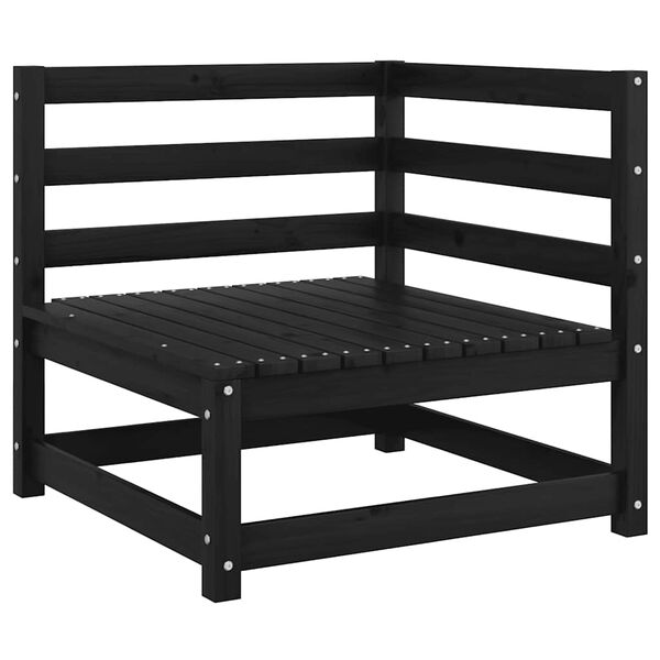 vidaXL Zahradn&iacute; rohov&eacute; pohovky 2 ks čern&eacute; masivn&iacute; borov&eacute; dřevo