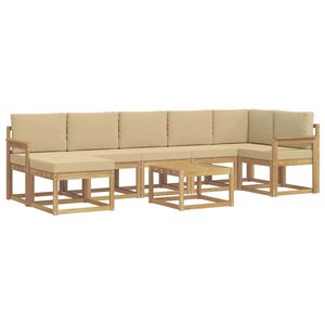 vidaXL Venkovn&iacute; pohovkov&aacute; souprava 8 pcs B&iacute;l&aacute; a b&eacute;žov&aacute; Polyester