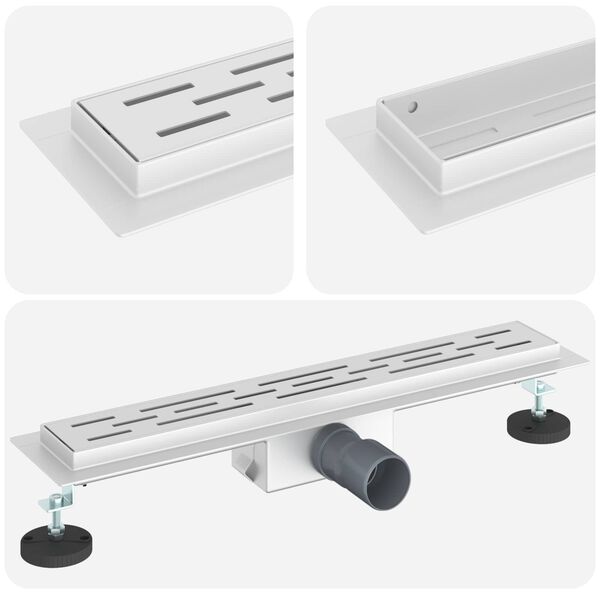 vidaXL Sprchov&yacute; odtok s designem linie Stř&iacute;brn&aacute; 60 cm
