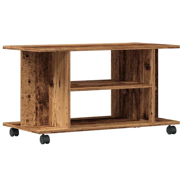 vidaXL TV stolek na kolečk&aacute;ch old wood 80x40x45 cm kompozitn&iacute; dřevo