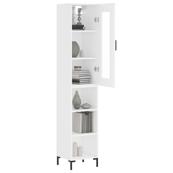 vidaXL Skř&iacute;ň highboard b&iacute;l&aacute; 34,5 x 34 x 180 cm kompozitn&iacute; dřevo