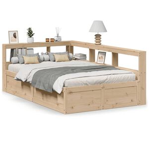 vidaXL Postel s knihovnou bez matrace 135 x 190 cm masivn&iacute; borovice