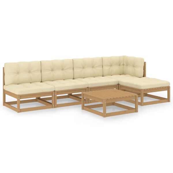 vidaXL 6d&iacute;ln&aacute; zahradn&iacute; sedac&iacute; souprava s podu&scaron;kami masivn&iacute; borovice