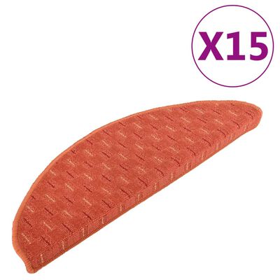 vidaXL Kobercové nášlapy na schody 15 ks oranžové 56 x 20 cm