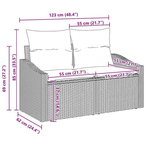 vidaXL Sada zahradních pohovek s polštářem 7 pcs Béžová Poly ratan