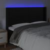 vidaXL Čelo postele s LED čern&eacute; 203 x 16 x 118/128 cm uměl&aacute; kůže