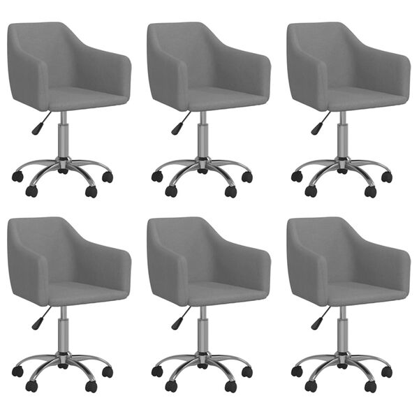 vidaXL Otočn&eacute; j&iacute;deln&iacute; židle 6 ks světle &scaron;ed&eacute; textil