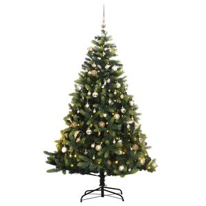 vidaXL Uměl&yacute; skl&aacute;pěc&iacute; v&aacute;nočn&iacute; stromek se 150 LED a koulemi 120 cm