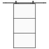 vidaXL Posuvn&eacute; dveře se sadou kov&aacute;n&iacute; čern&eacute; 102x205 cm ESG Glass
