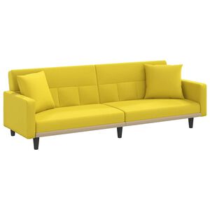 vidaXL Rozkl&aacute;dac&iacute; pohovka s podu&scaron;kami světle žlut&aacute; textil