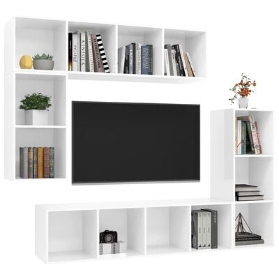 vidaXL 4dílný set TV skříněk bílý s vysokým leskem dřevotříska