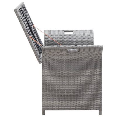 vidaXL Úložná lavice s poduškou šedá 138 cm polyratan
