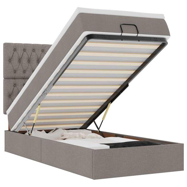 vidaXL Osmansk&yacute; r&aacute;m postele s matrac&iacute; taupe 90x190cm textil