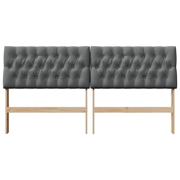 vidaXL Čalouněn&eacute; čelo postele Tmavě &scaron;ed&aacute; 180 cm Masivn&iacute; borov&eacute; dřevo