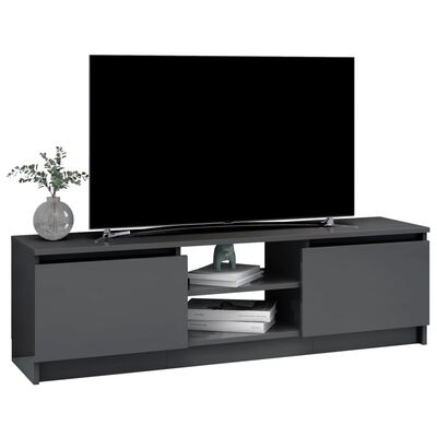 vidaXL TV stolek šedý s vysokým leskem 120 x 30 x 35,5 cm dřevotříska