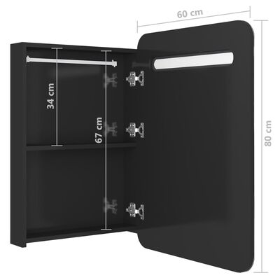 vidaXL LED koupelnová skříňka se zrcadlem zářivě černá 60 x 11 x 80 cm