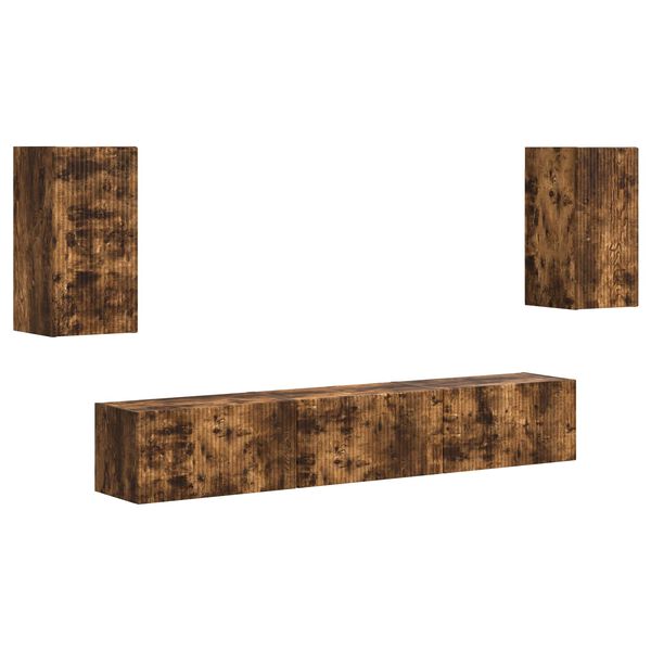 vidaXL Sestava TV skř&iacute;něk N&aacute;stěnn&yacute; 5 pcs Kouřov&yacute; dub kompozitn&iacute; dřevo