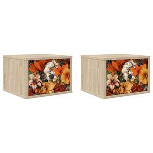 vidaXL N&aacute;stěnn&aacute; nočn&iacute; skř&iacute;ňka GENNEP 2 ks Dub sonoma 36 x 33 x 25 cm