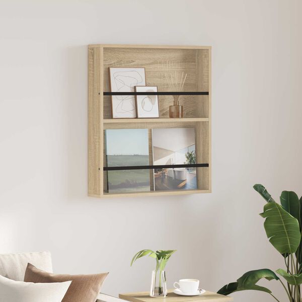 vidaXL Reg&aacute;l na časopisy Sonoma dub 60 x 12 x 70 cm kompozitn&iacute; dřevo