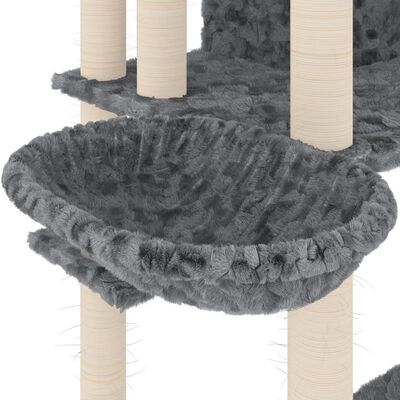 vidaXL Škrabadlo pro kočky se sisalovými sloupky tmavě šedé 191 cm