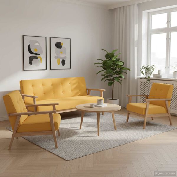 vidaXL 3dílná sedací souprava textilní čalounění žlutá