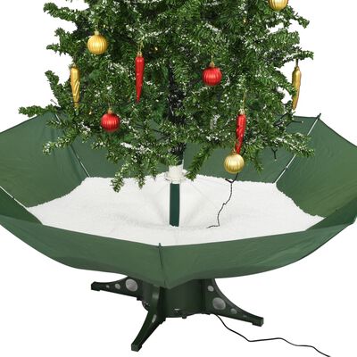vidaXL Sněžící vánoční stromeček s deštníkovým stojanem zelený 190 cm