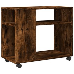 vidaXL Odkl&aacute;dac&iacute; stolek na kolečk&aacute;ch kouřov&yacute; dub 70x35x60 cm kompozit
