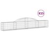 vidaXL Klenut&eacute; gabionov&eacute; ko&scaron;e 15 ks 300x30x40/60 cm pozinkovan&eacute; železo