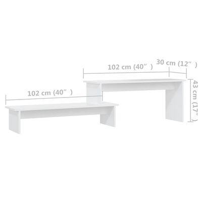 vidaXL TV stolek bílý 180 x 30 x 43 cm dřevotříska
