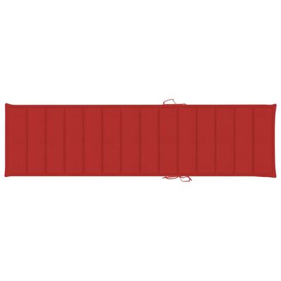 vidaXL Zahradní lehátka 2 ks s červenou poduškou masivní teak