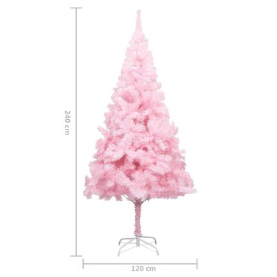 vidaXL Vánoční stromek s LED osvětlením a stojanem růžový 240 cm PVC