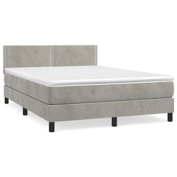 vidaXL Box spring postel s matrac&iacute; světle &scaron;ed&aacute; 140x200 cm samet